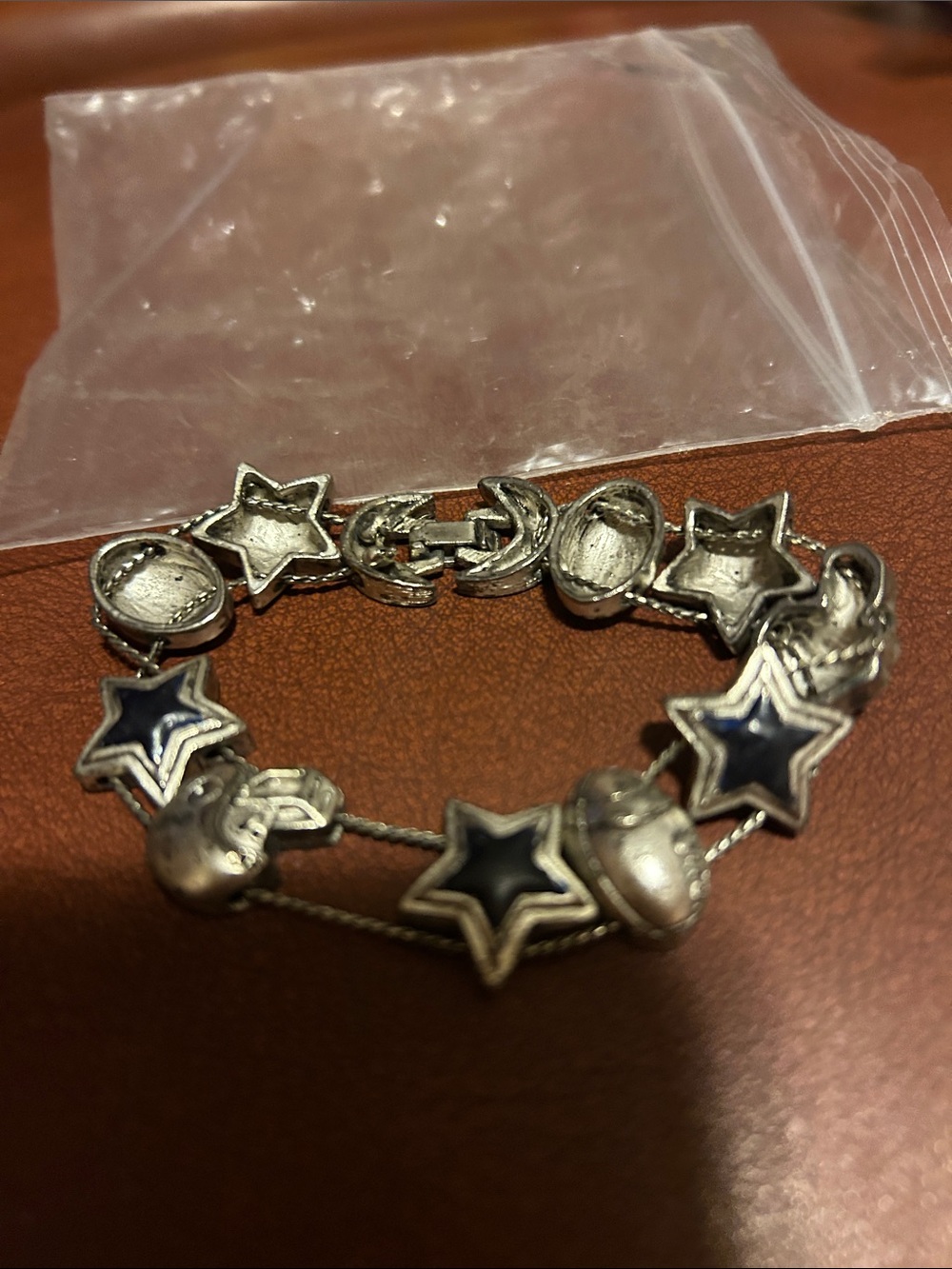 Silver Star and Navy Enamel Women's Bracelet DALLAS COWBOY FANS Rare Vintage